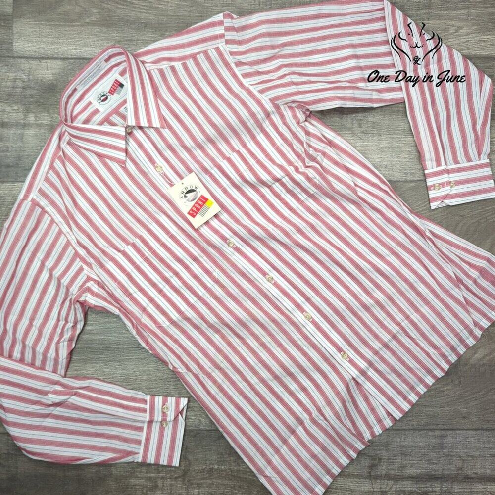 Arrow Sport Wrinkle Free Striped Button Down Shirt NWT Size M